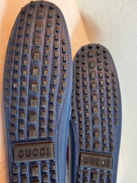 Gucci Men’s Blue Leather Interlocking G Driving Loafers Size 8 main image 5